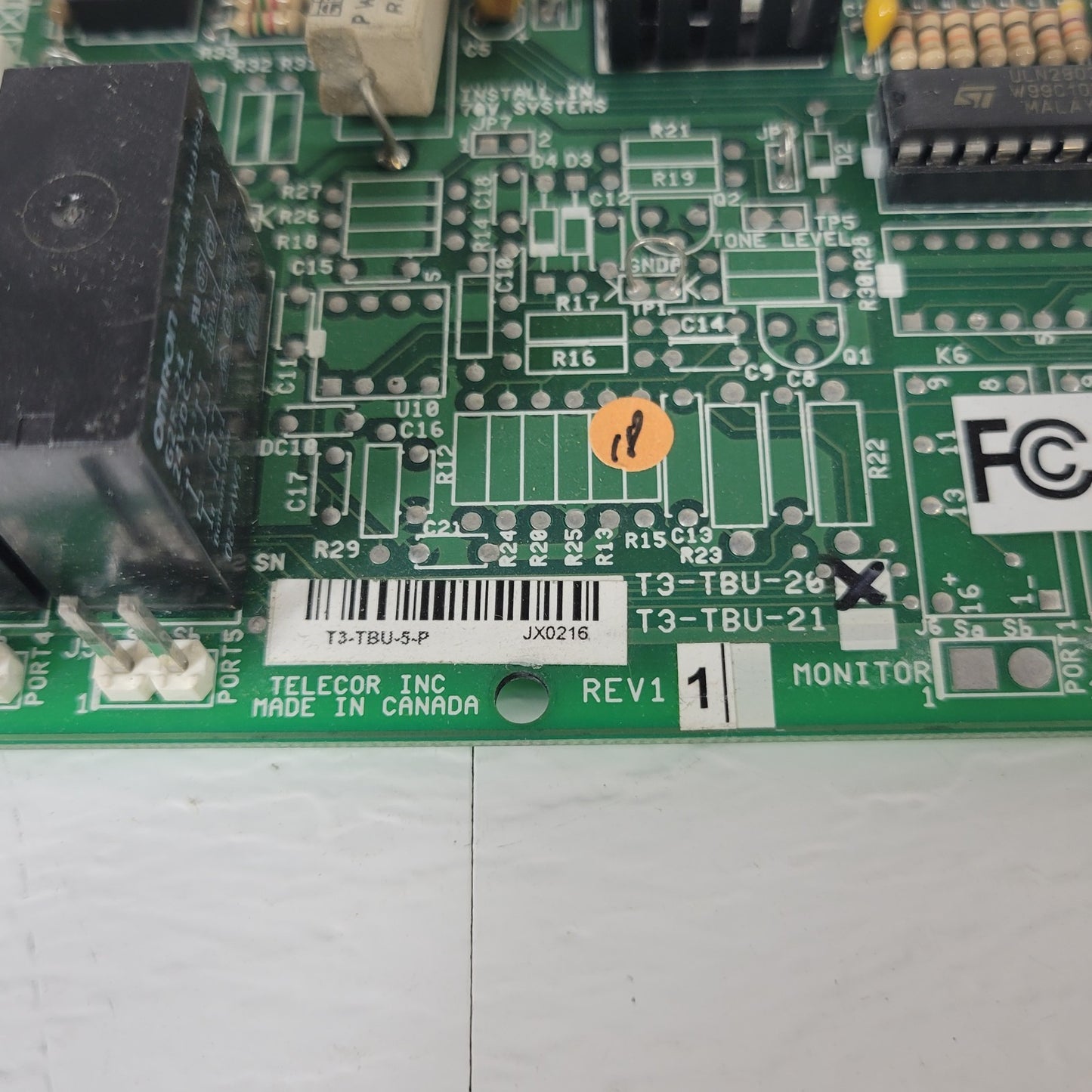 Telecor T3-TBU-5-P Terminal Unit Relay Interface Alarm Control Circuit Board