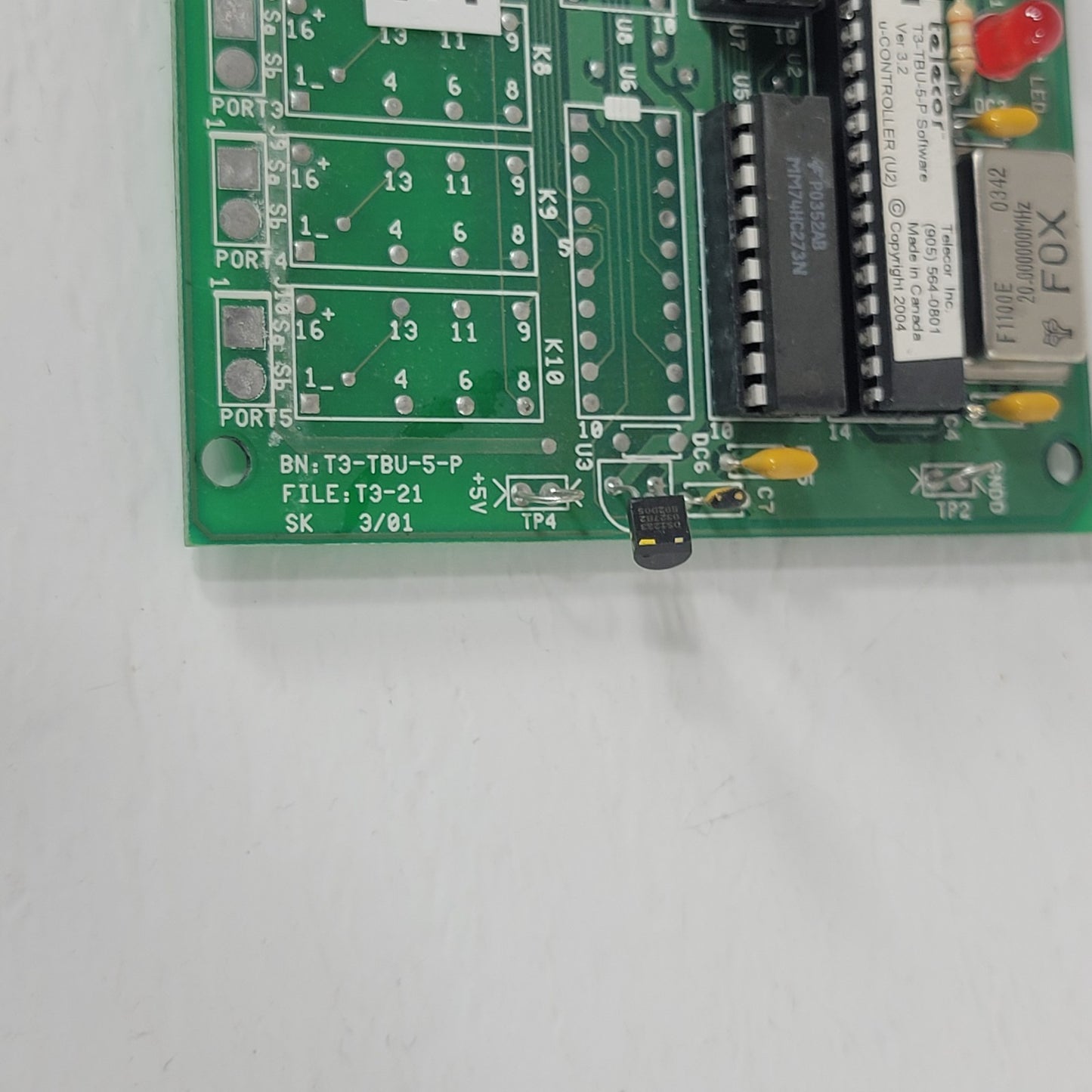Telecor T3-TBU-5-P Terminal Unit Relay Interface Alarm Control Circuit Board