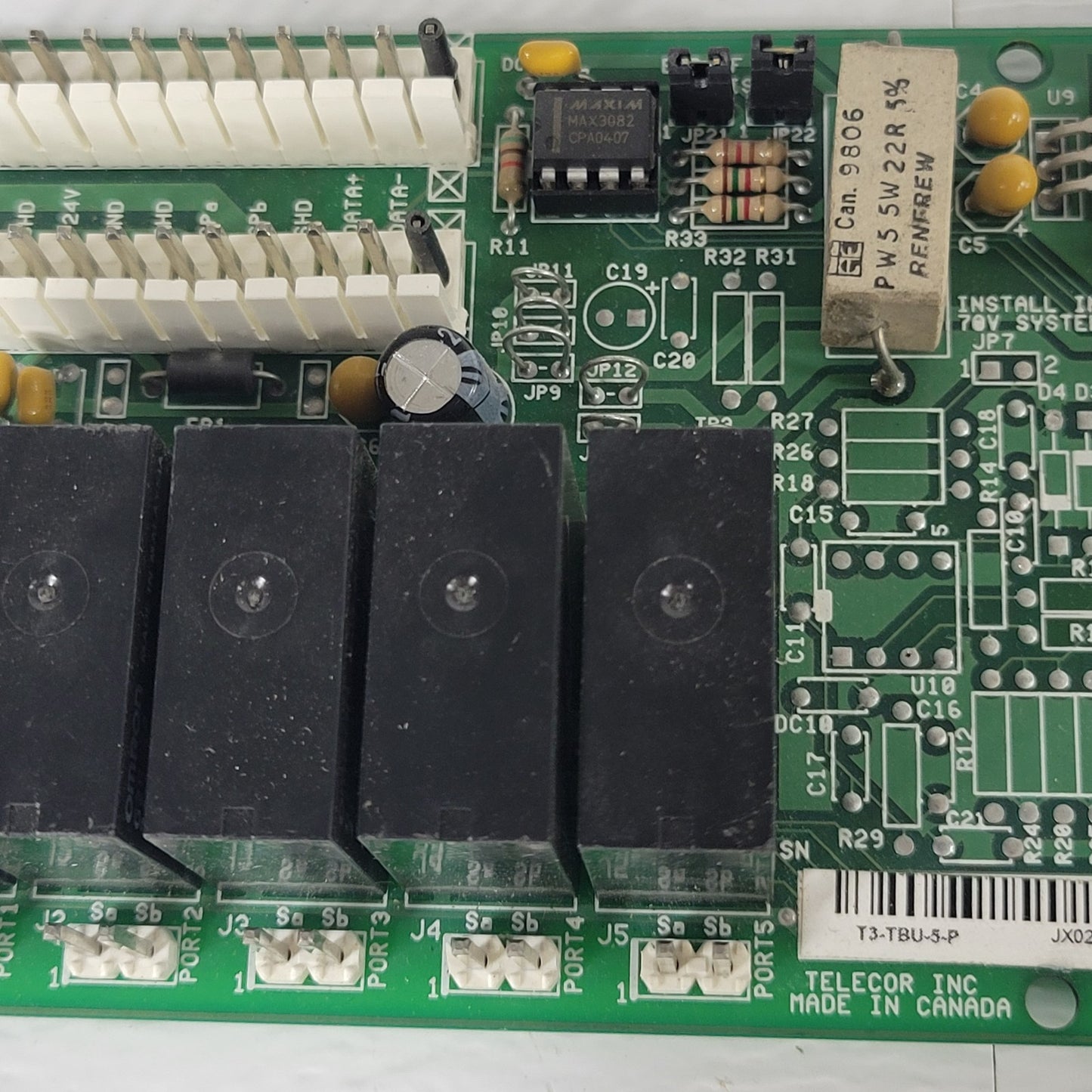 Telecor T3-TBU-5-P Terminal Unit Relay Interface Alarm Control Circuit Board