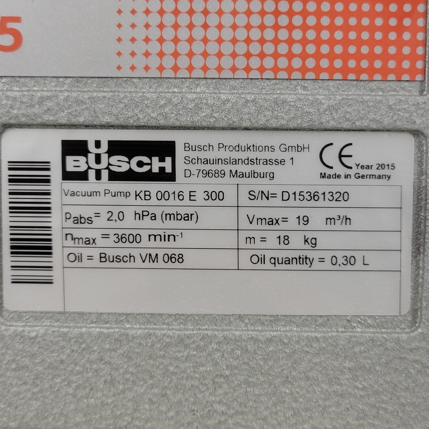 Busch R5 KB 0016 E 300 Vacuum Pump Industrial Rotary Vane 3-Phase Power Vac