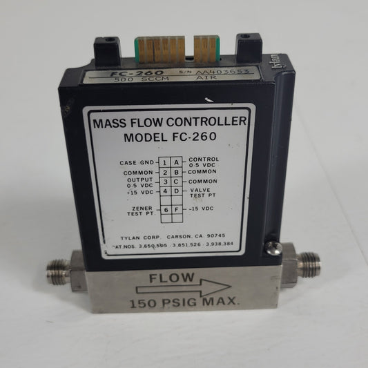 Tylan FC-260 500SCCM Air Mass Flow Controller 150PSIG Flow Max elastomer-sealed