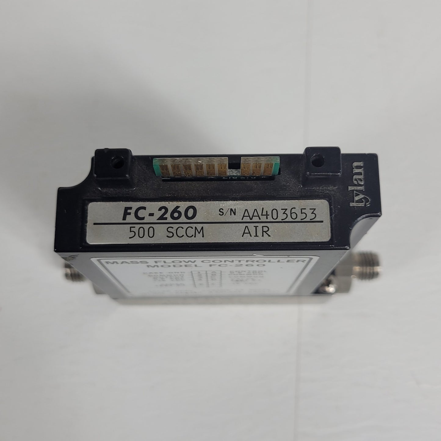 Tylan FC-260 500SCCM Air Mass Flow Controller 150PSIG Flow Max elastomer-sealed
