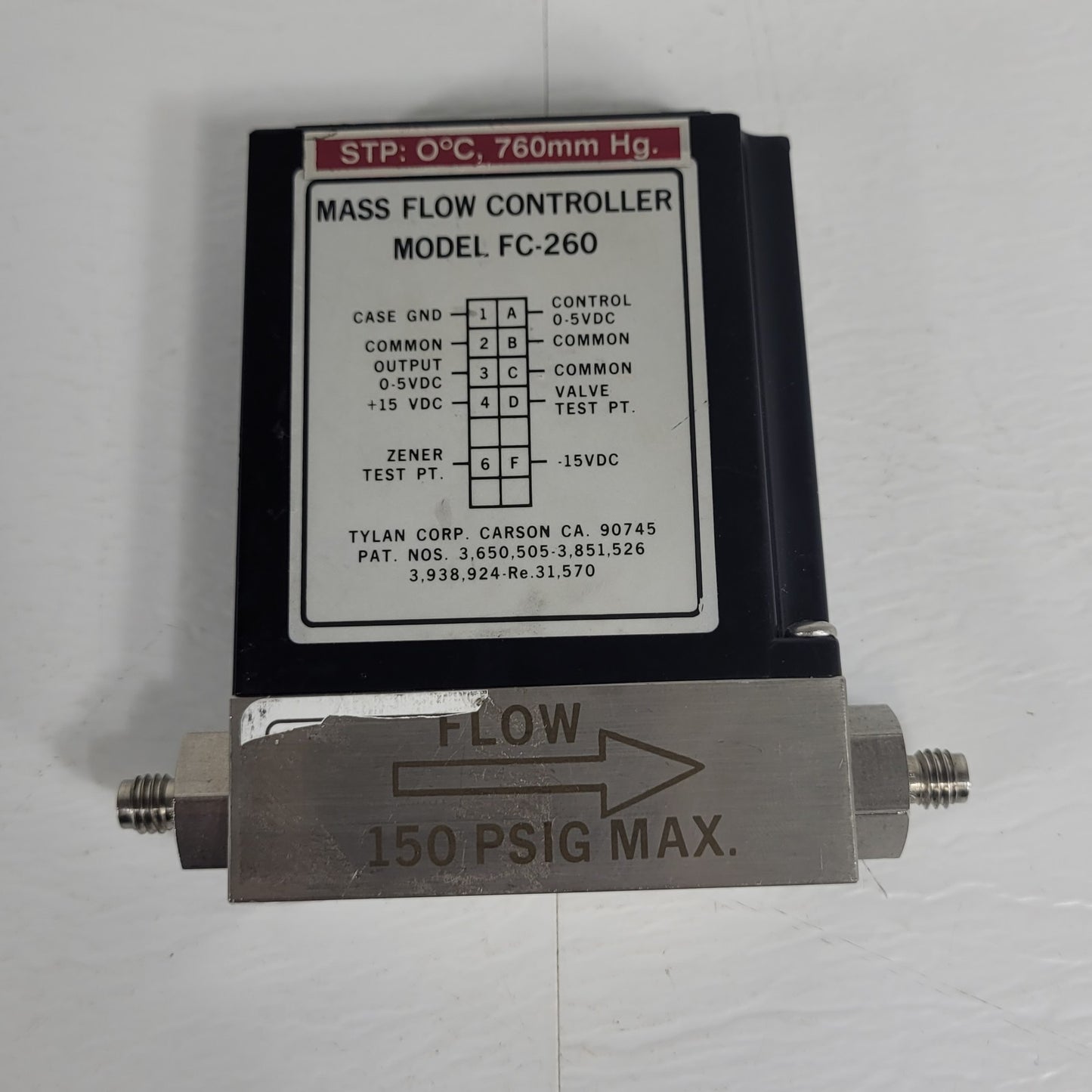 Tylan FC-260 200SCCM N2 Mass Flow Controller 150PSIG Flow Max elastomer-sealed