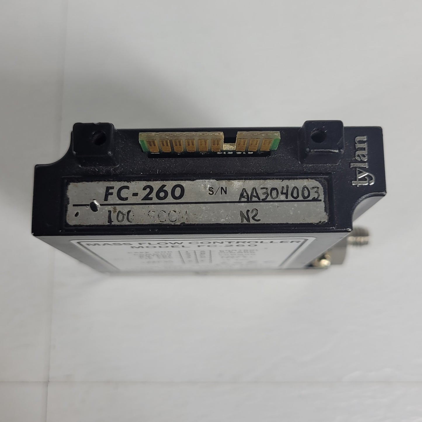 Tylan FC-260 100SCCM N2 Mass Flow Controller 150PSIG Flow Max elastomer-sealed