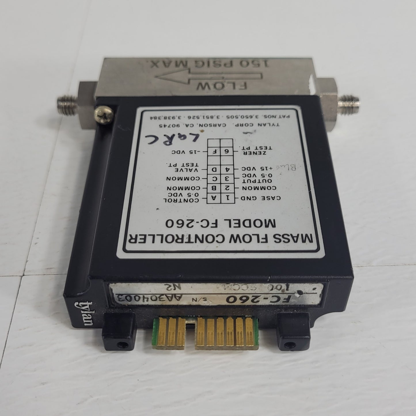 Tylan FC-260 100SCCM N2 Mass Flow Controller 150PSIG Flow Max elastomer-sealed