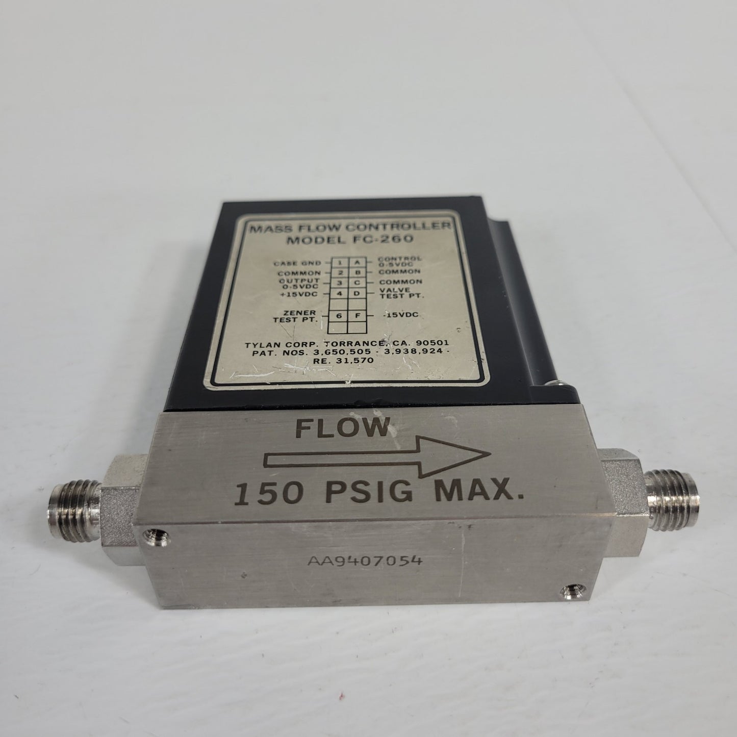 Tylan FC-260V 2SLPM N2 Mass Flow Controller 150PSIG Flow Max elastomer-sealed