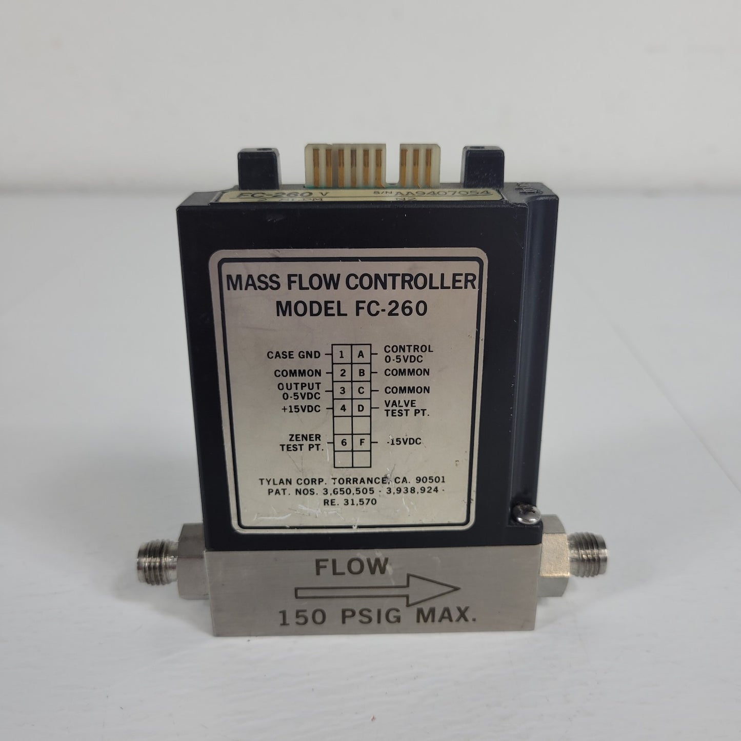 Tylan FC-260V 2SLPM N2 Mass Flow Controller 150PSIG Flow Max elastomer-sealed