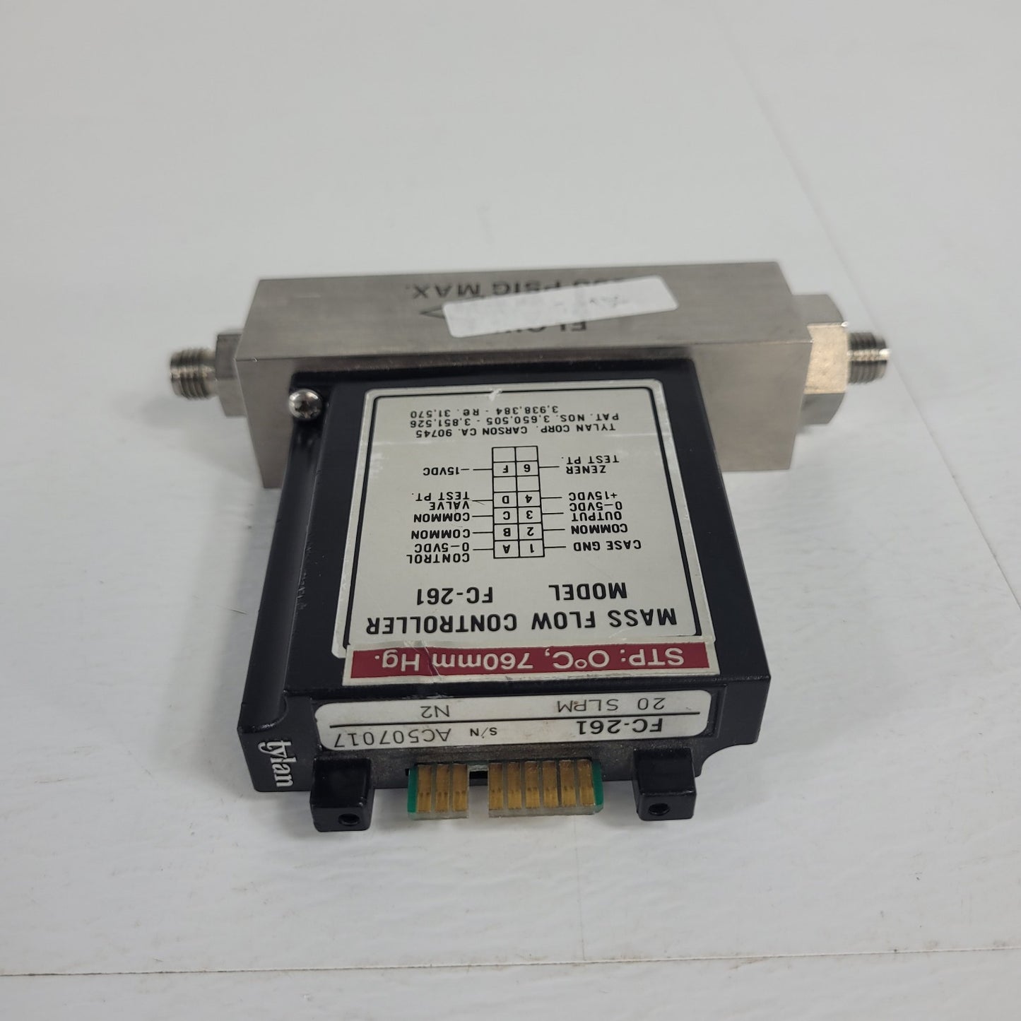 Tylan FC-261 20SLPM N2 Mass Flow Controller 150PSIG Flow Max elastomer-sealed