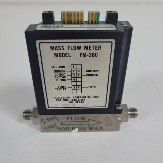 Tylan FM-360V 1SLPM Air Mass Flow Controller 150PSIG Flow Max elastomer-sealed