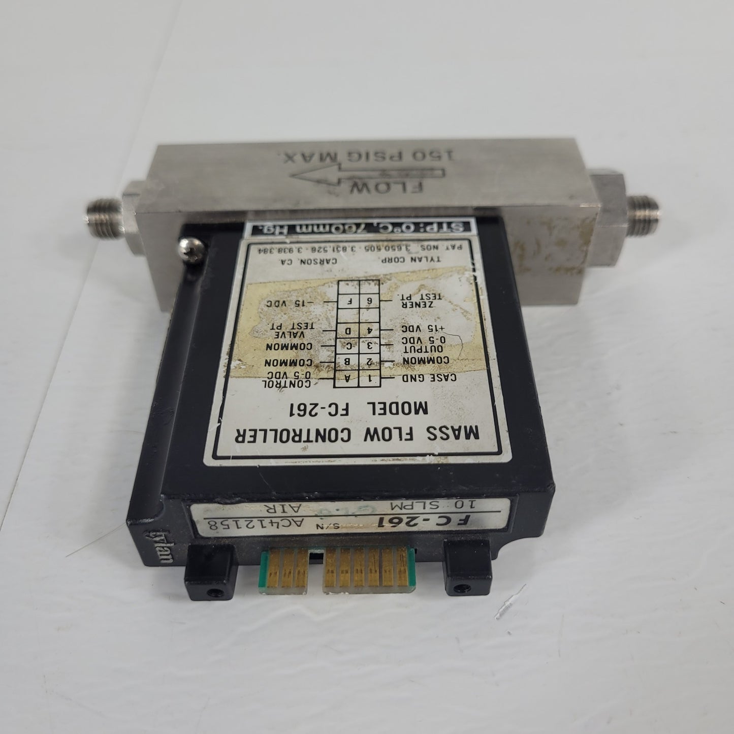 Tylan FC-261 10SLPM Air Mass Flow Controller 150PSIG Flow Max elastomer-sealed