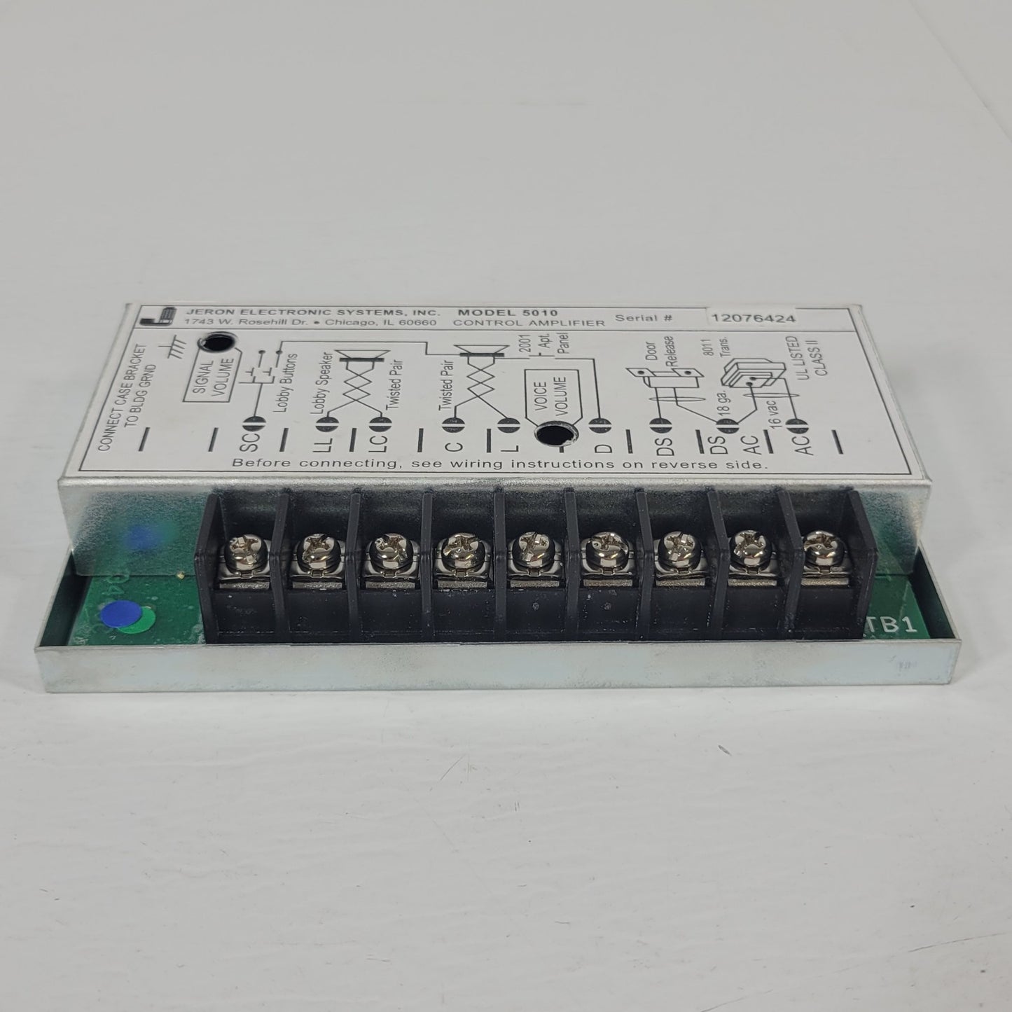 Jeron Electronic Systems 5010 Metal Door Mount Intercom Control Amplifier Panel