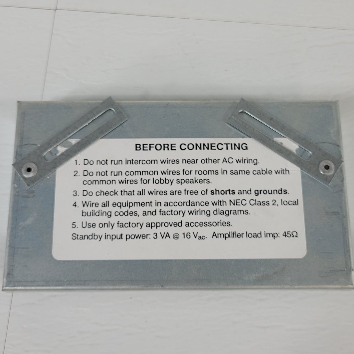 Jeron Electronic Systems 5010 Metal Door Mount Intercom Control Amplifier Panel