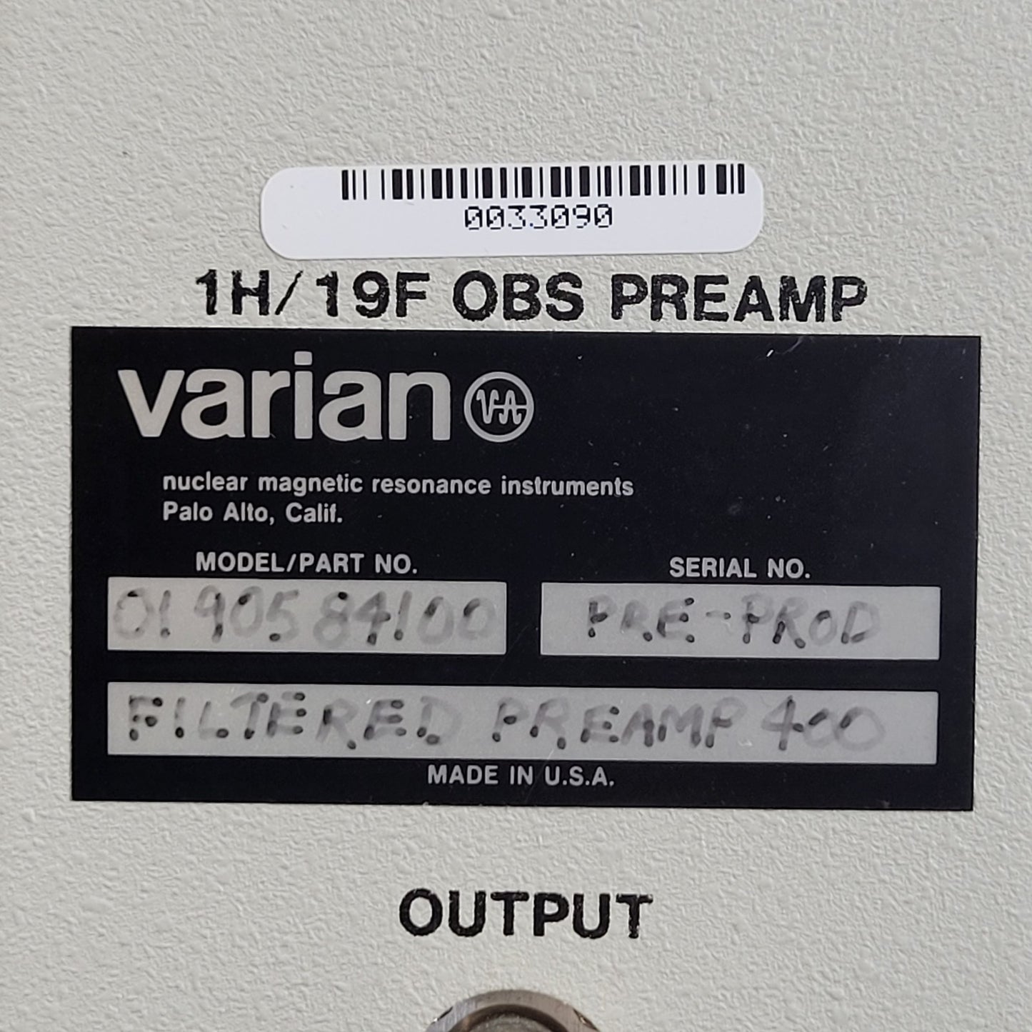 Varian NMR Tune Interface w/ Broadband Preamp and 1H/19F OBS Preamp 0190584100