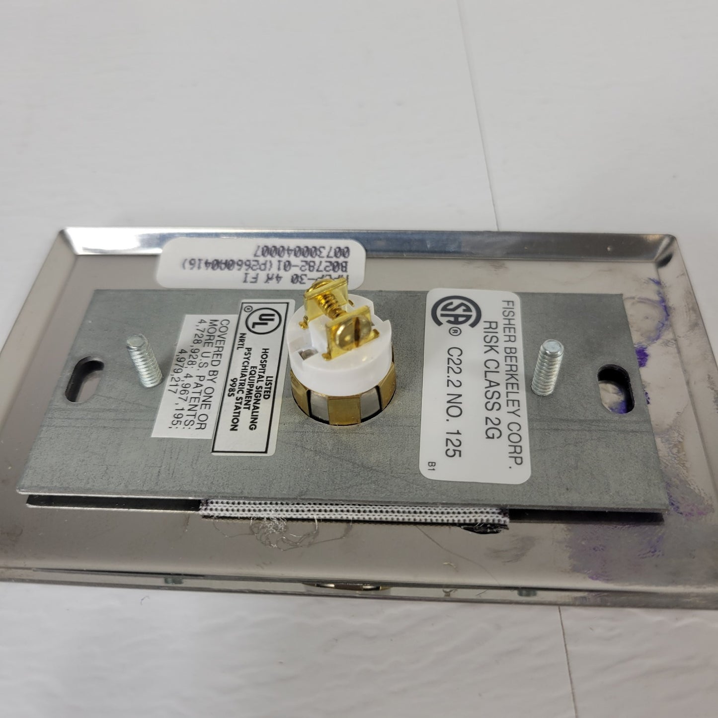 Fisher Berkley Ektacom HPCP-30 Single Push Button Stainless Steel Wall Plate