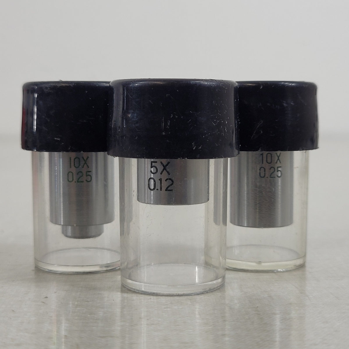 Microscope Objective Two Inch Microscope Objectives Set 5X & Two 10X Mag 20mm Thread Bases Ocular Le ...
