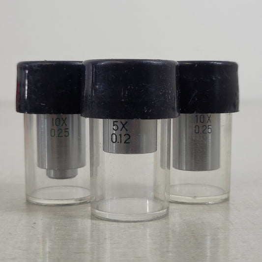 Microscope Objectives Set 5X & Two 10X Mag 20mm Thread Bases Ocular Lenses