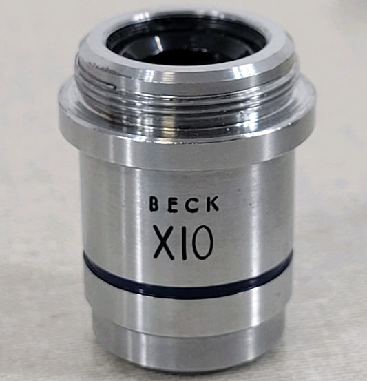 Beck 10X/25 Mag Microscope Objective Lens 20mm Thread Base Optical Instrument