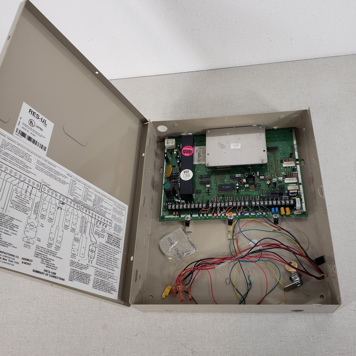 Ademco Control Vista128B Rev 1.3 Fire Alarm Control Board Metal Enclosure FACP