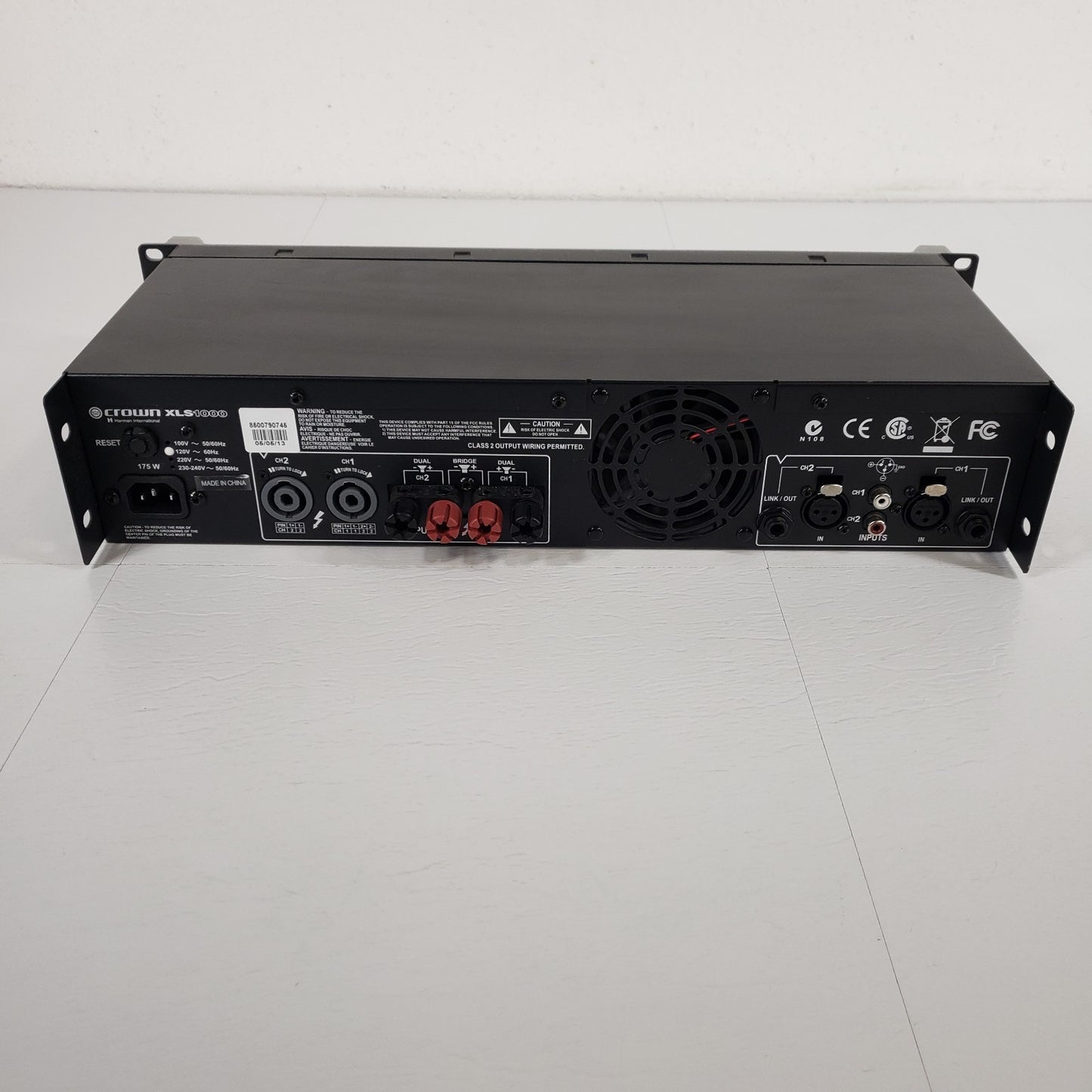 TESTED WORKS Crown XLS1000 Audio Power Amplifier 2U Rack Mount 1000W Two Channel