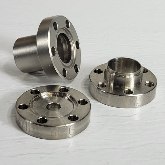 Set of Three 1.33" DN16CF Conflat Half Nipple 1/4" Bore 1/3" Weld High Vacuum