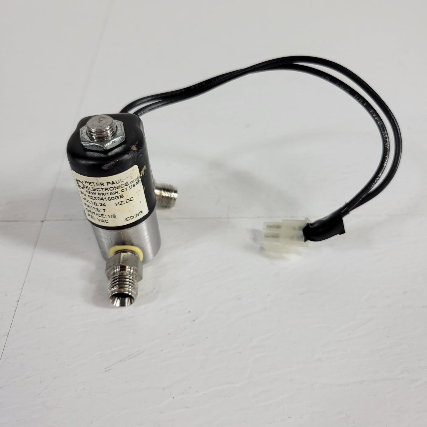 Peter Paul 52X04160GB Solenoid Valve 24 Volts DC 7 Watts 1/8 Orifice PSI VAC