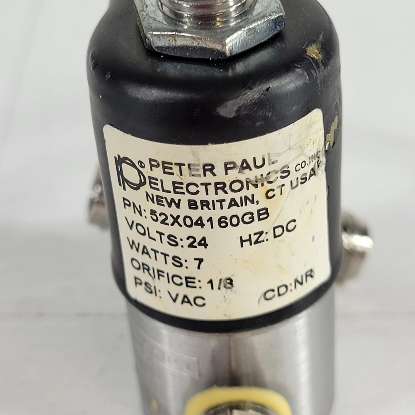 Peter Paul 52X04160GB Solenoid Valve 24 Volts DC 7 Watts 1/8 Orifice PSI VAC