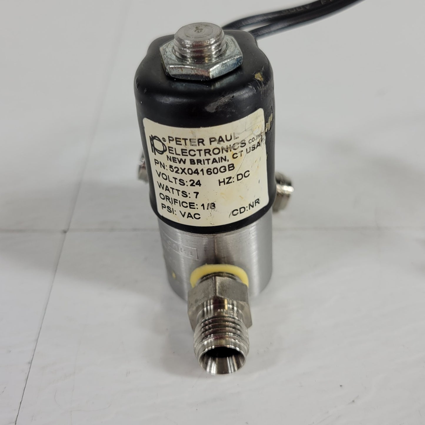 Peter Paul 52X04160GB Solenoid Valve 24 Volts DC 7 Watts 1/8 Orifice PSI VAC