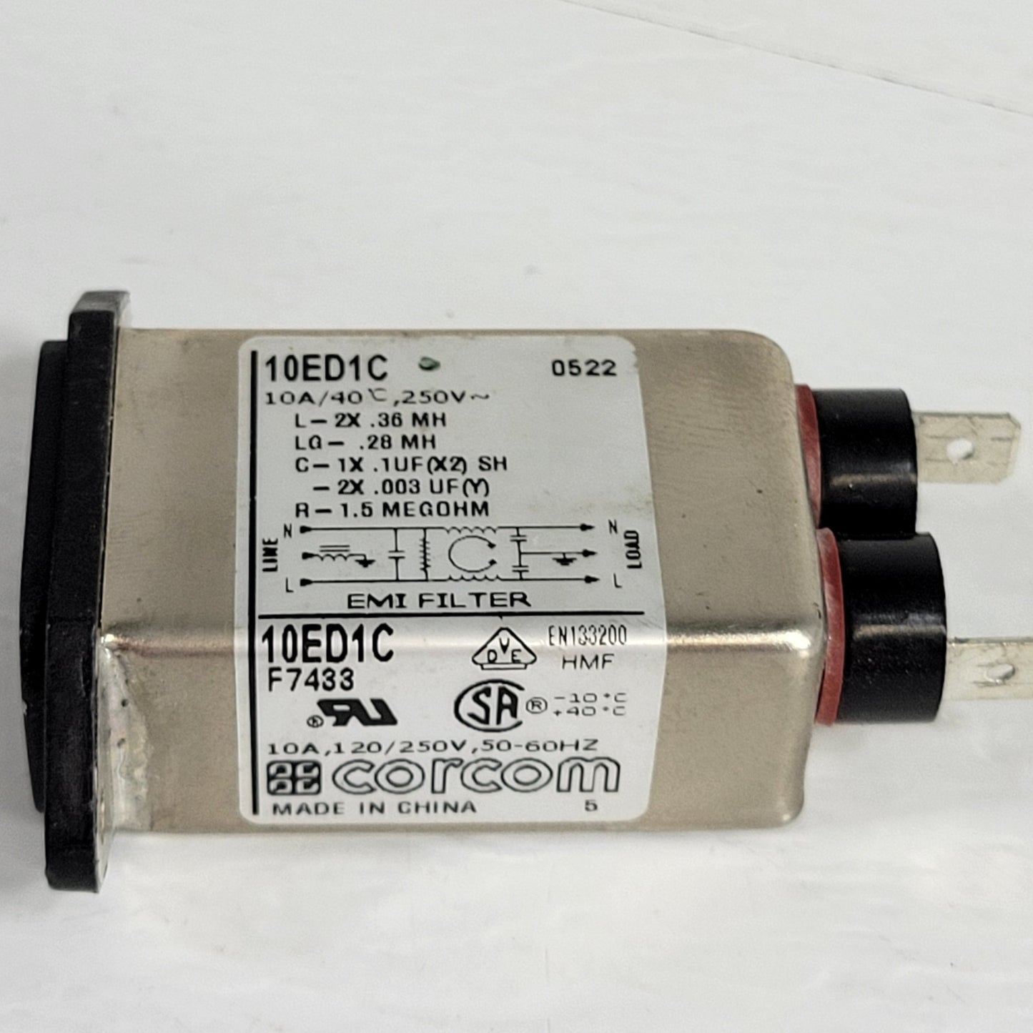 Schurter A326L100C0 Power Switch 10A And Corcom 10ED1C F7433 Power Inlet
