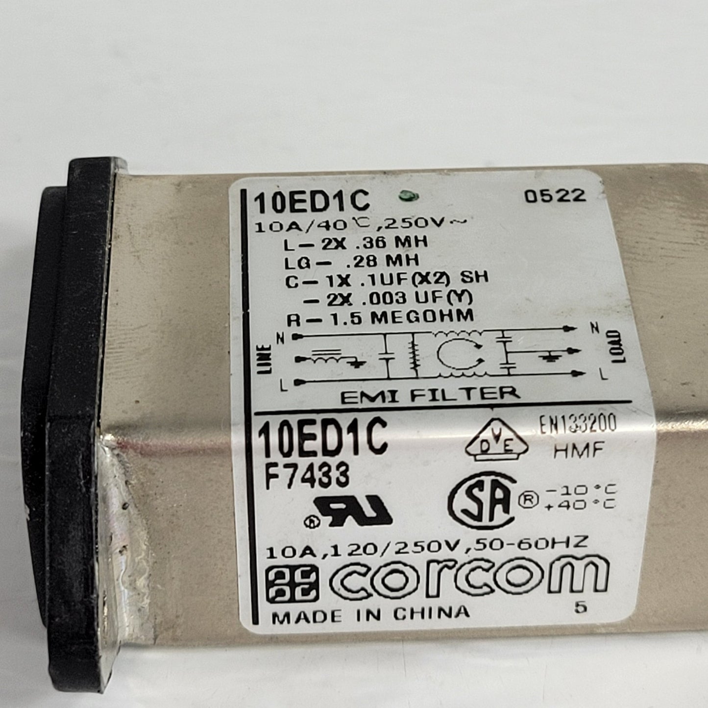 Schurter A326L100C0 Power Switch 10A And Corcom 10ED1C F7433 Power Inlet