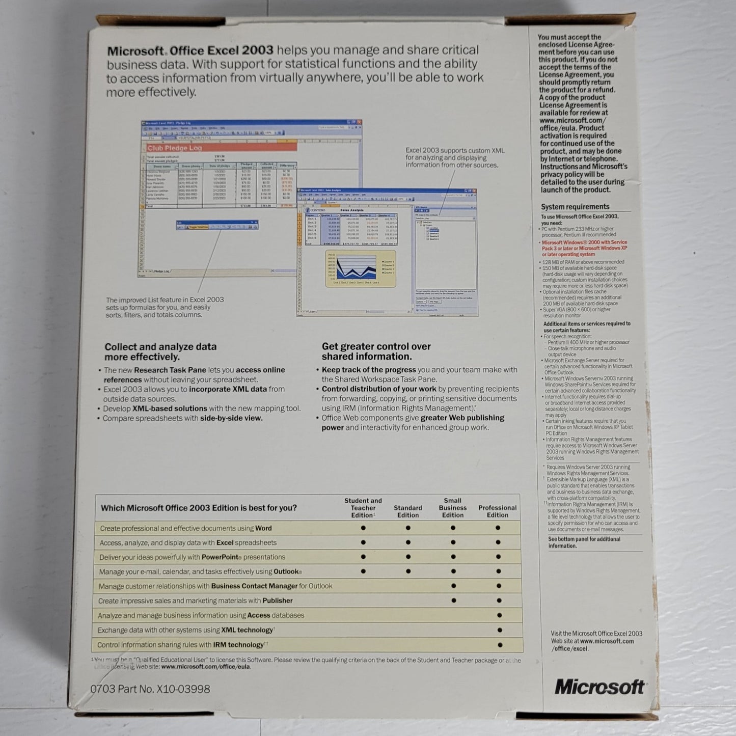 Vintage Microsoft Office Excel Spreadsheet 2003 Disc Software in Great Condition