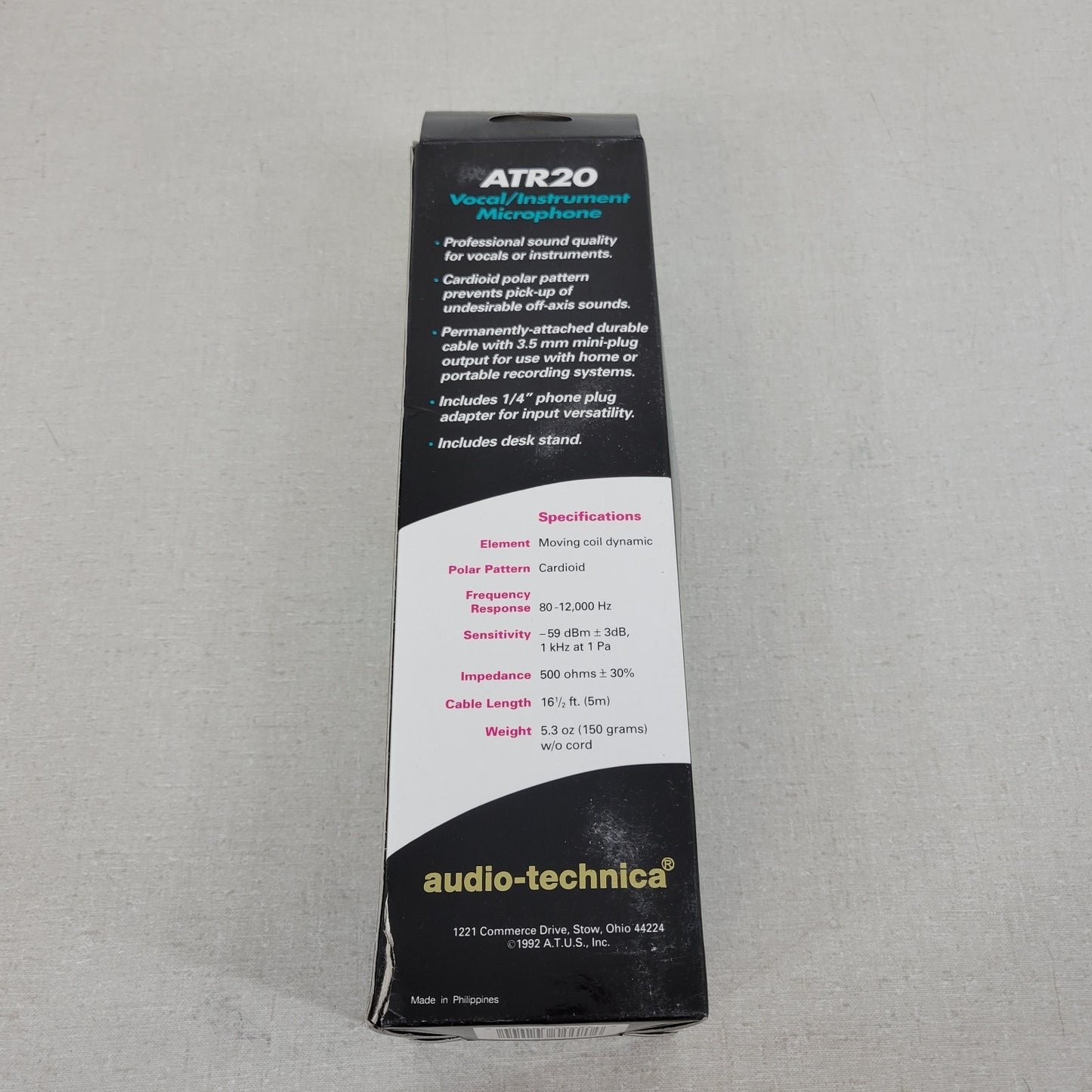 Audio Technica ATR20 Professional Sound Quality Vocal / Instrument Microphone