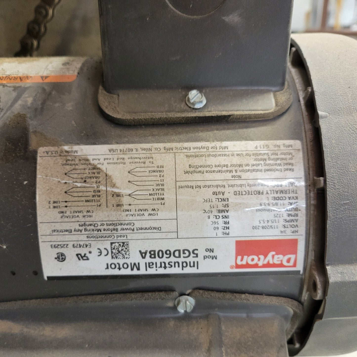 Grain Flour Grinder Mill Manual Dump Handle w/ Electric Dayton 5GD60BA Motor