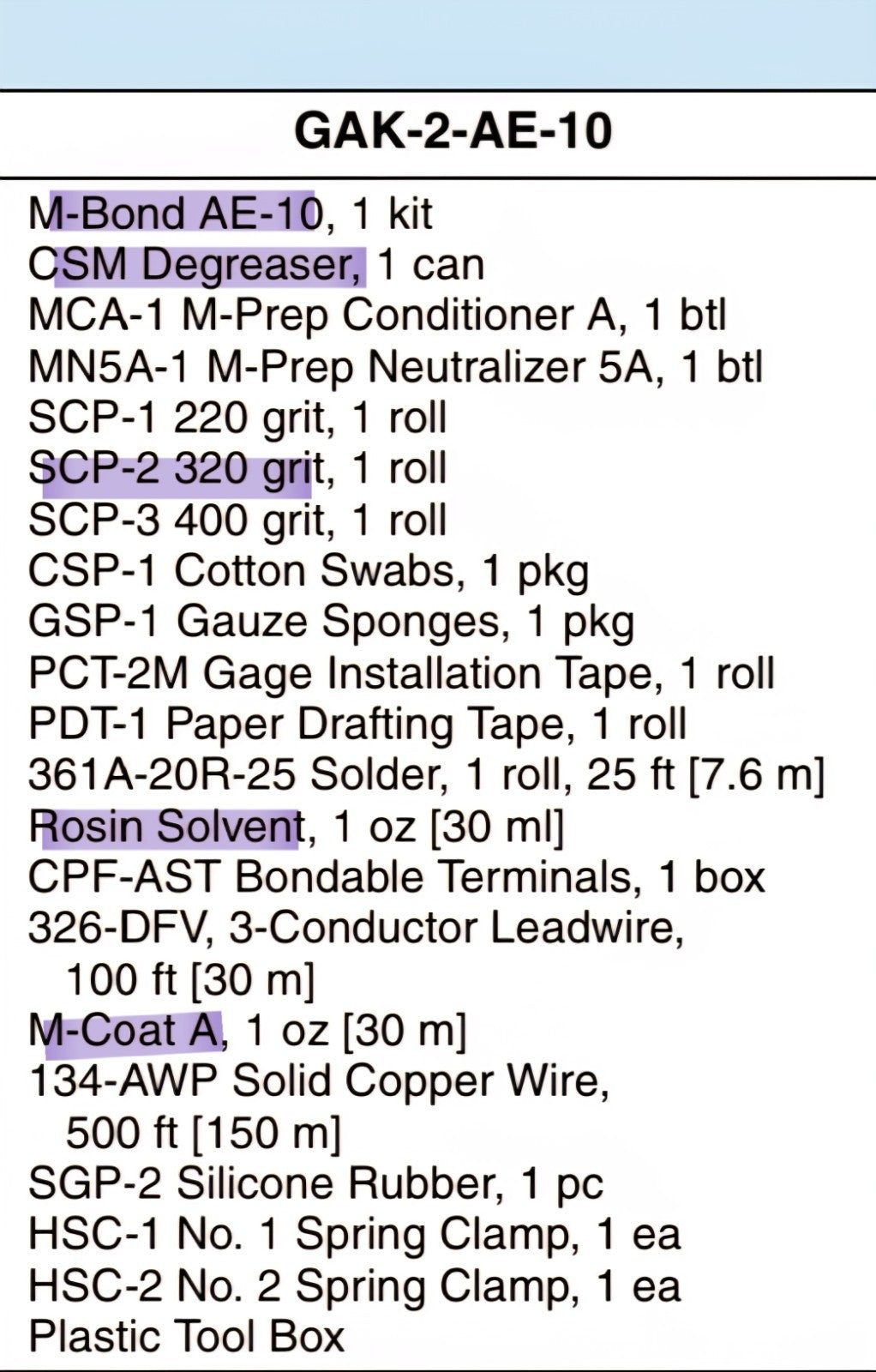 MOSTLY COMPLETE Vishay Micro GAK-2-AE-10 Strain Gauge Application Kit