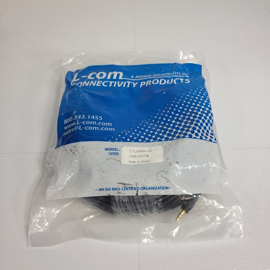 L-Com CTL35MM-100 Stereo Audio Cable Male 100ft 3.5mm Aux Jack Gold Plated