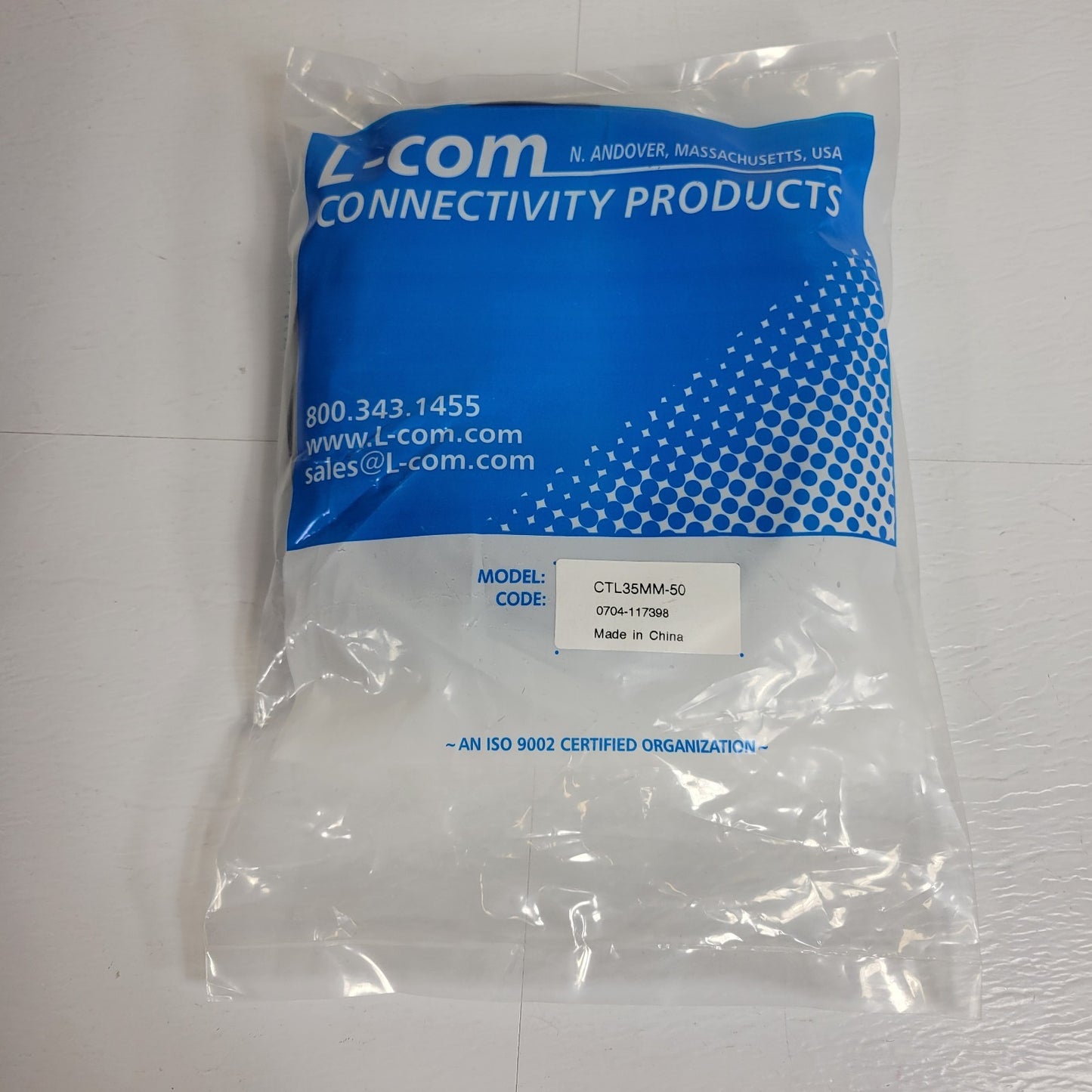 L-Com CTL35MM-50 Stereo Audio Cable Male to Male 50ft 3.5mm Aux Jack Gold Plated