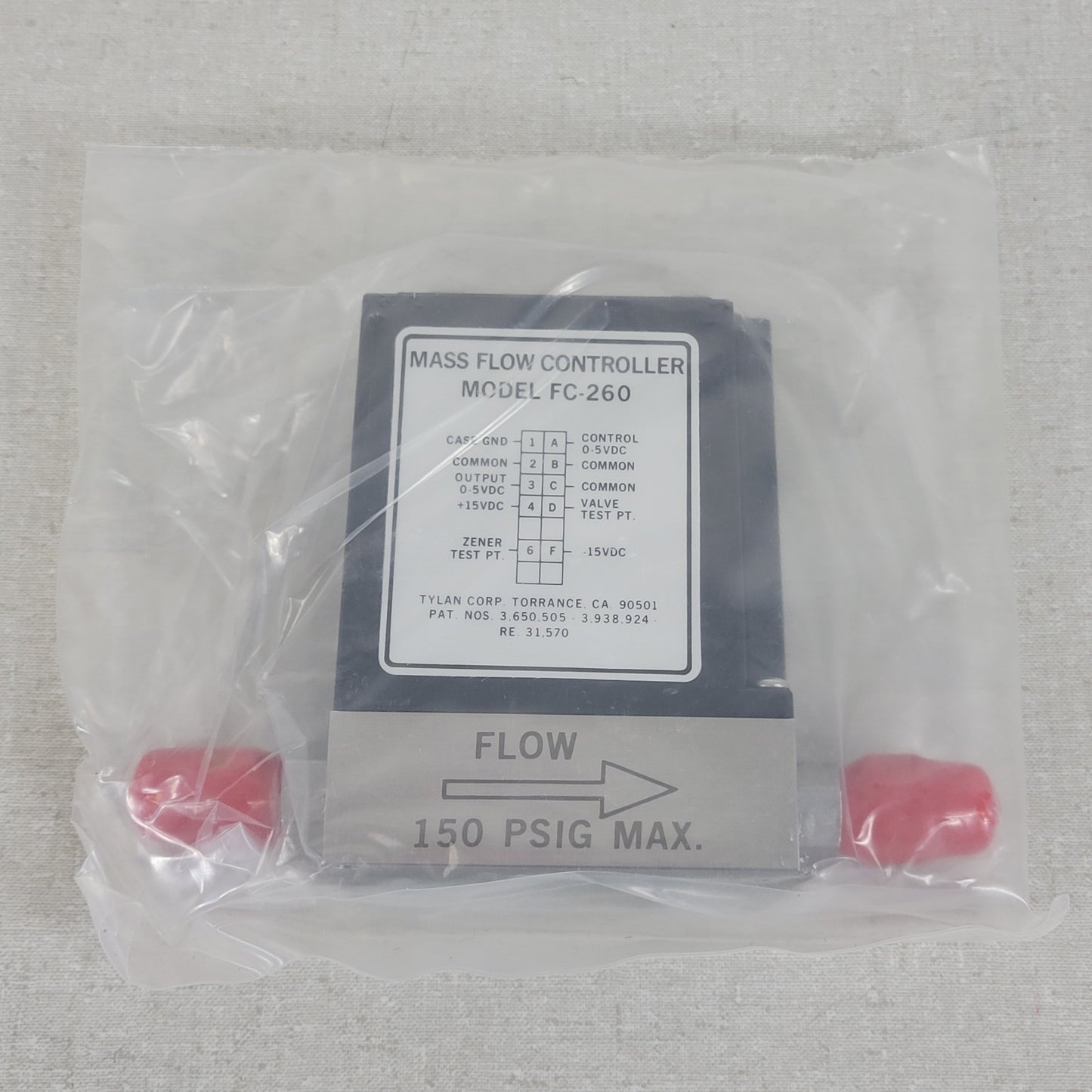 Tylan FC-260 Argon Mass Flow Controller 10SCCM 150PSIG Flow Max elastomer-sealed