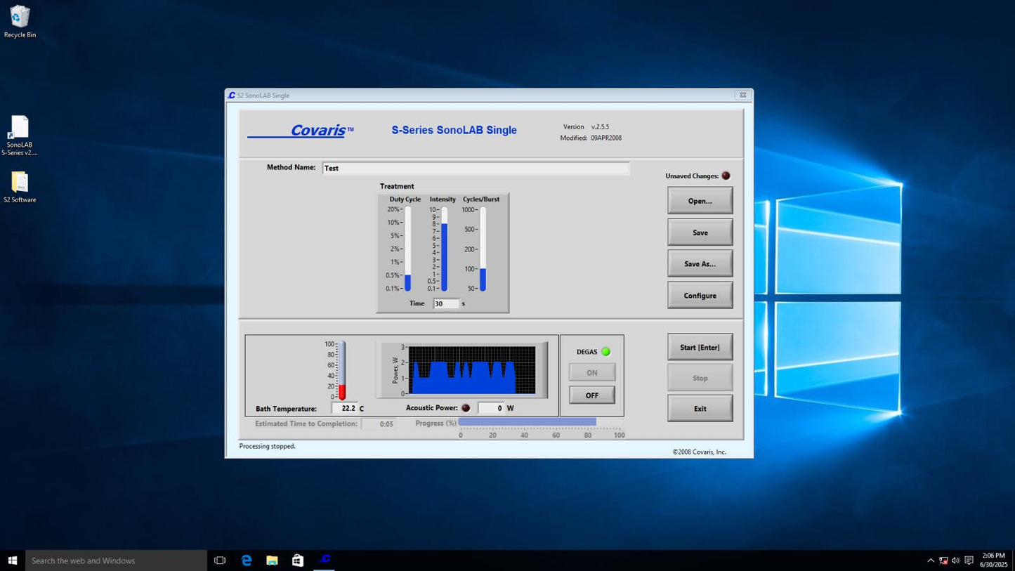 Covaris S2 Focused Ultra Sonicator Single Tube Adaptive Acoustic Energy System