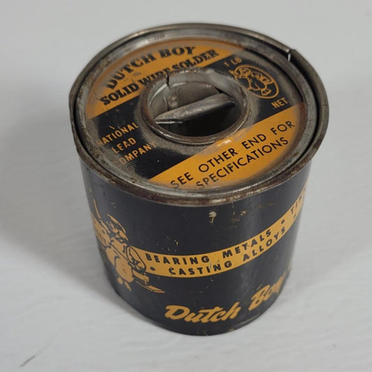 Vintage Dutch Boy Solid Wire Solder 40/60 1 lb Spool Canister No. 10 Diameter