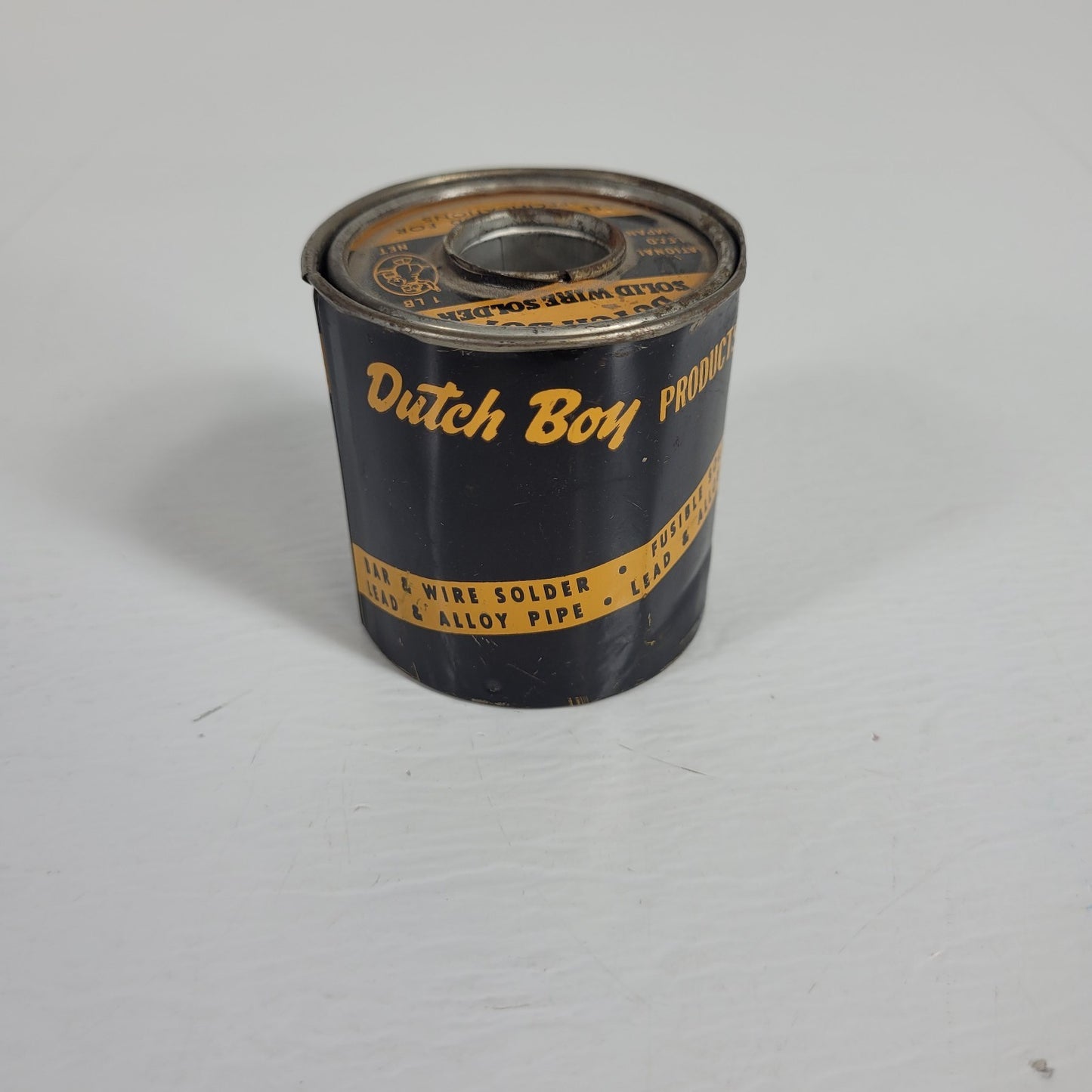 Vintage Dutch Boy Solid Wire Solder 40/60 1 lb Spool Canister No. 10 Diameter