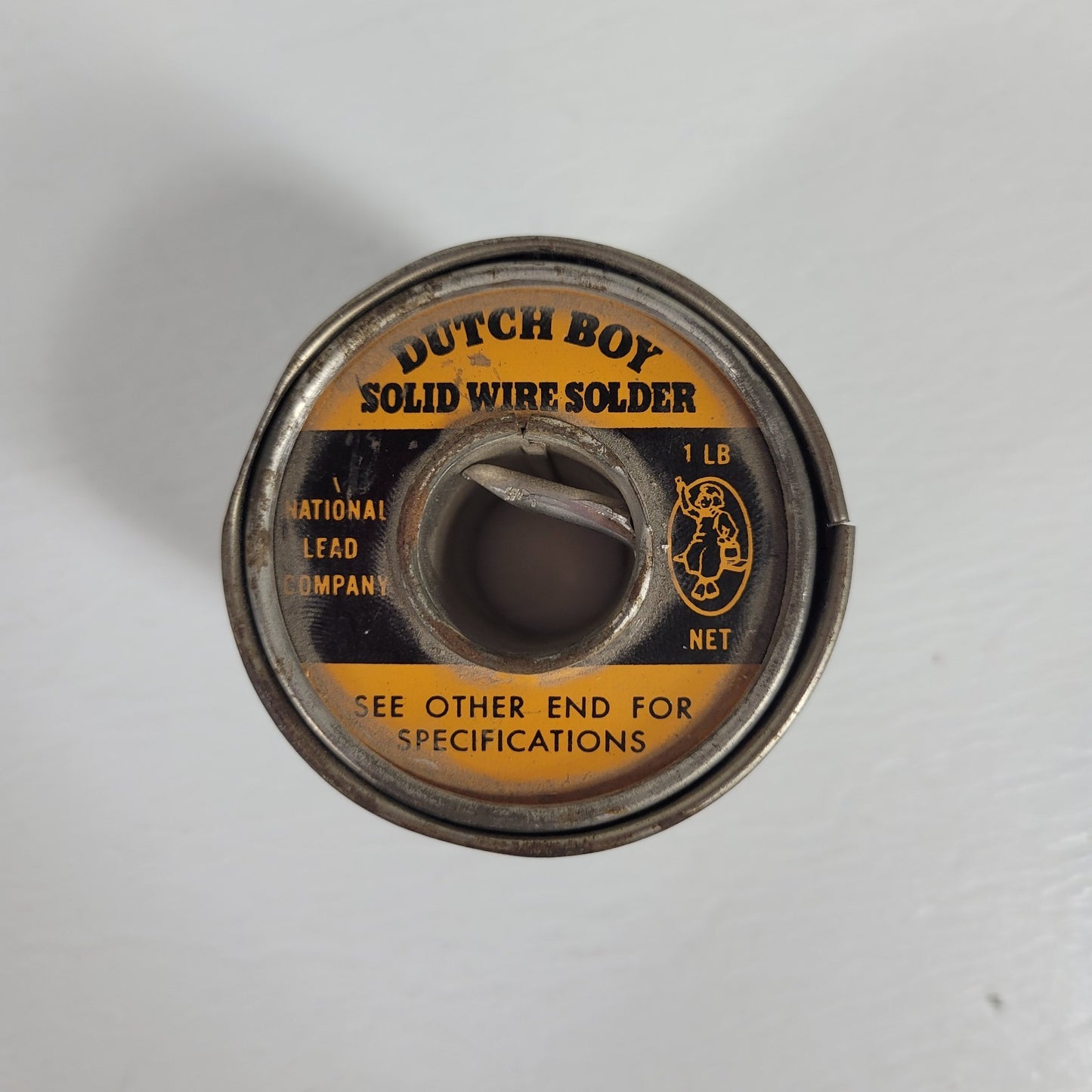 Vintage Dutch Boy Solid Wire Solder 40/60 1 lb Spool Canister No. 10 Diameter