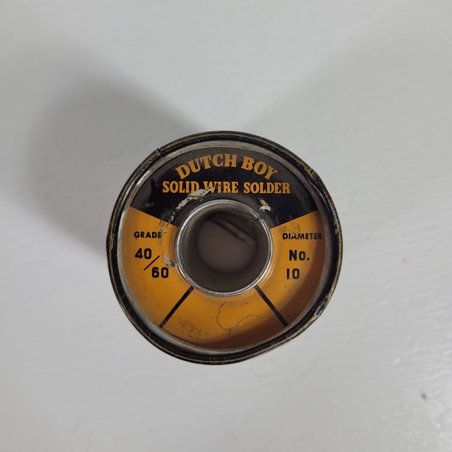 Vintage Dutch Boy Solid Wire Solder 40/60 1 lb Spool Canister No. 10 Diameter