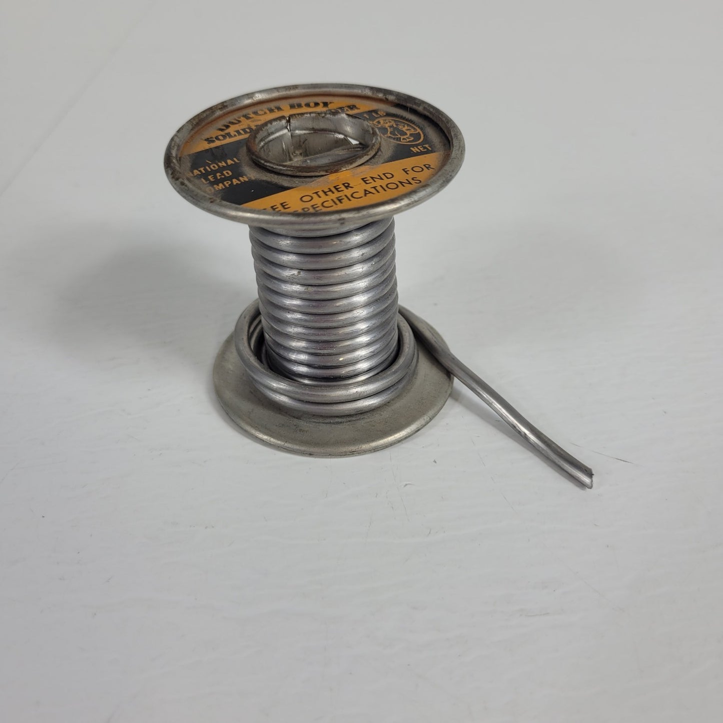 Vintage Dutch Boy Solid Wire Solder 40/60 1 lb Spool Canister No. 10 Diameter