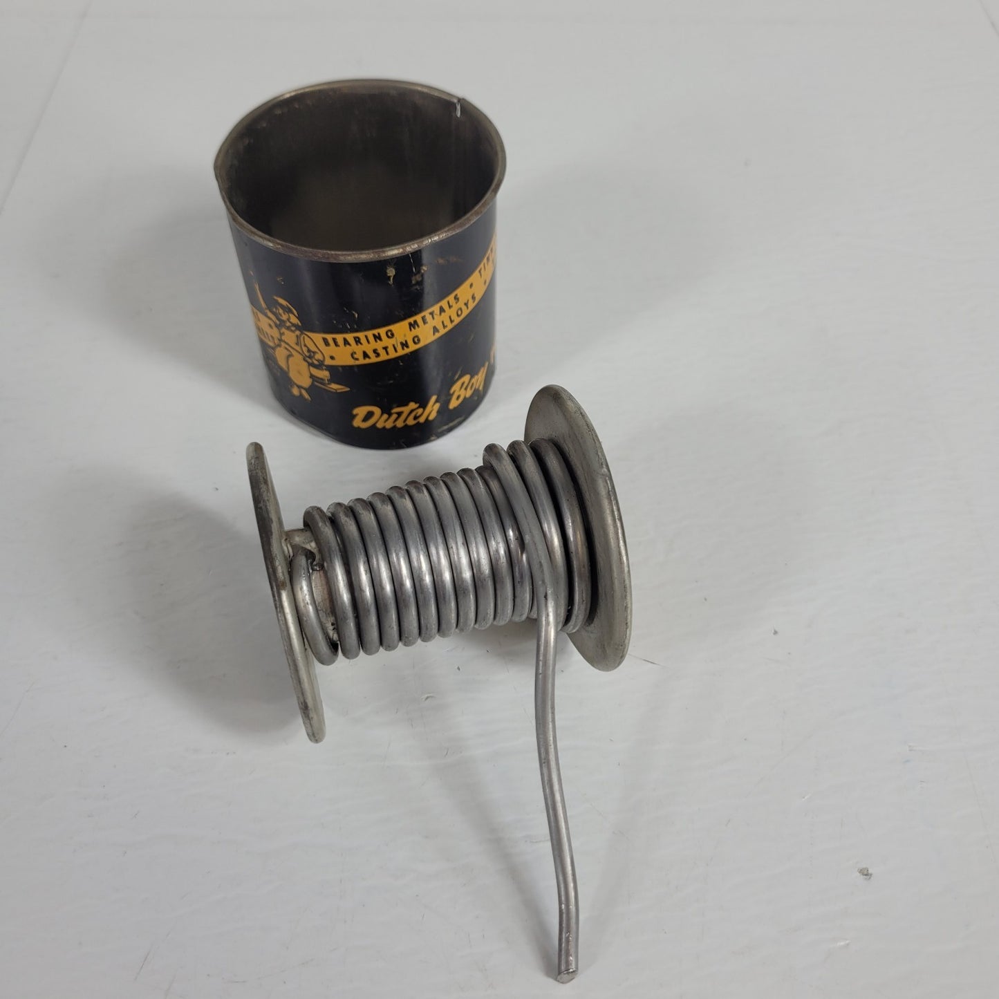 Vintage Dutch Boy Solid Wire Solder 40/60 1 lb Spool Canister No. 10 Diameter