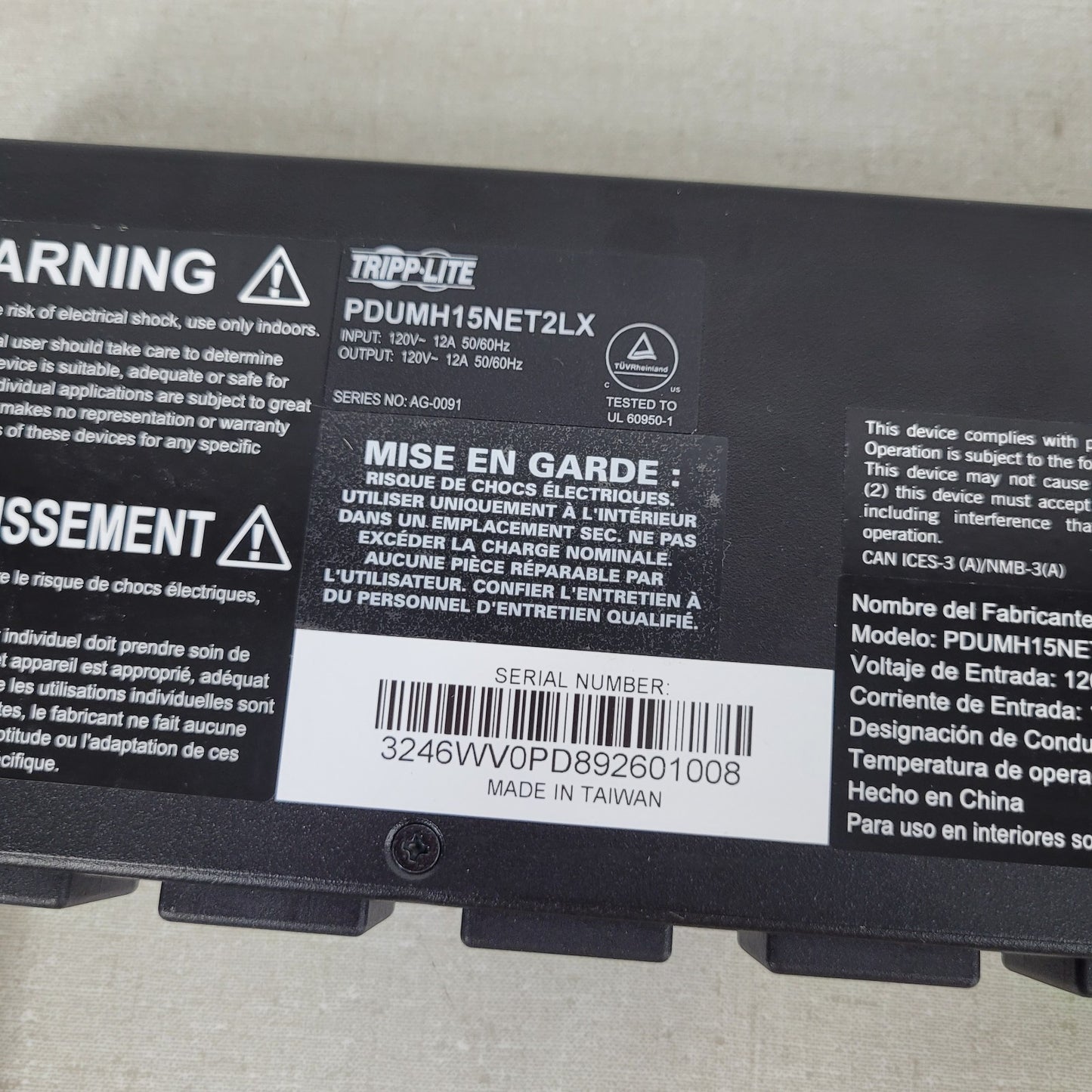 Tripp-Lite PDUMH15NET2LX 120V x 8 Power Distribution Unit PDU Load LAN Monitor