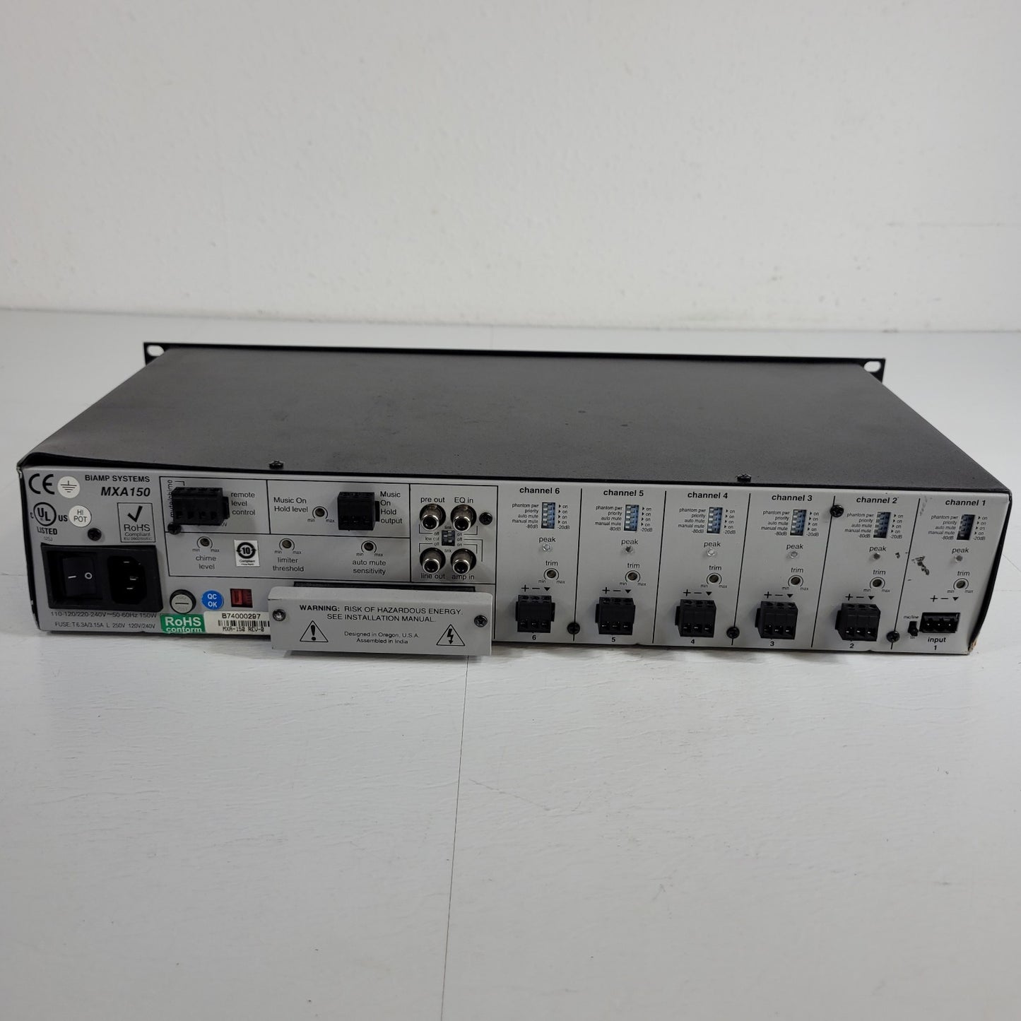 *PARTS* Biamp MXA150 6-Channel Audio Mixer Amplifier Physical Damage No Power On