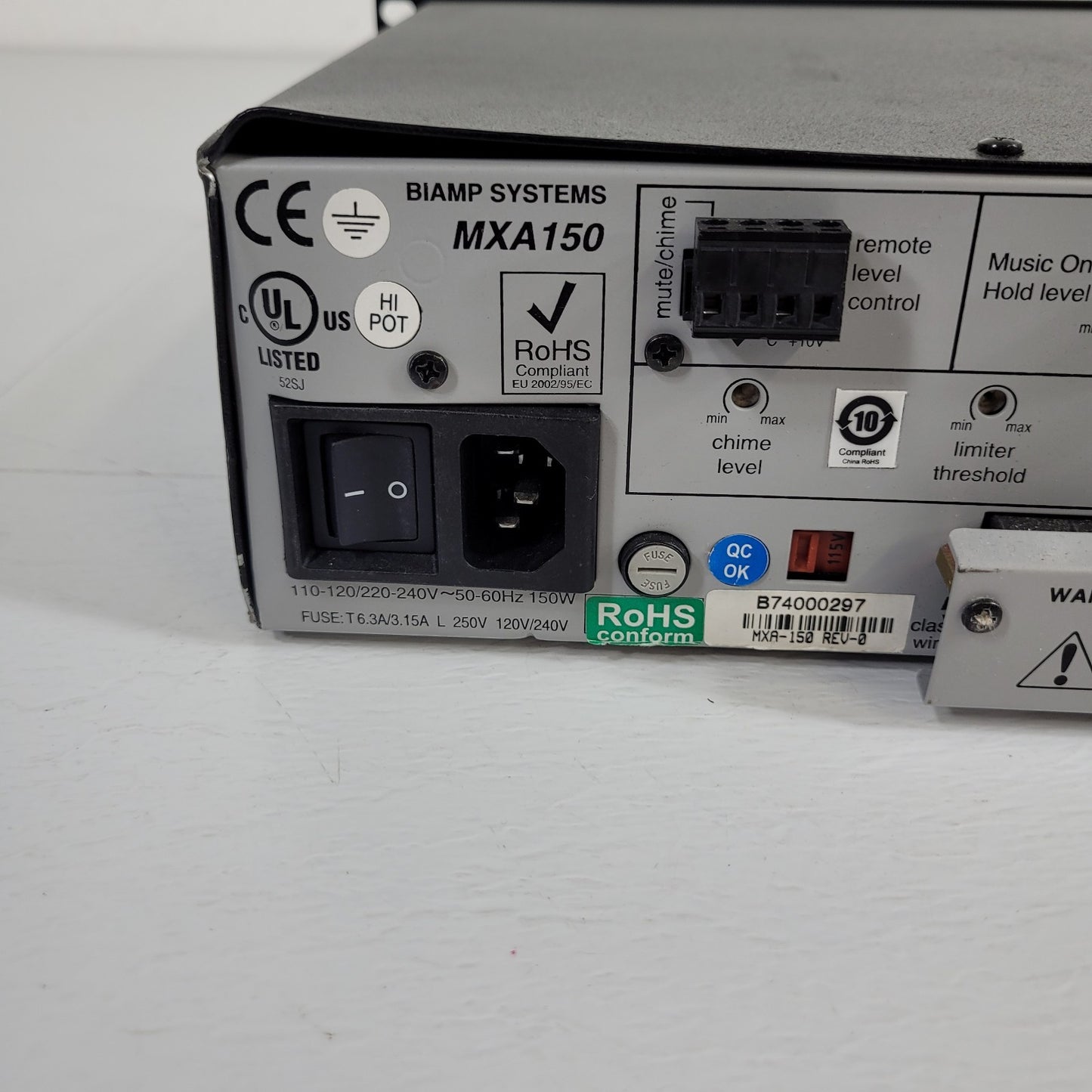 *PARTS* Biamp MXA150 6-Channel Audio Mixer Amplifier Physical Damage No Power On
