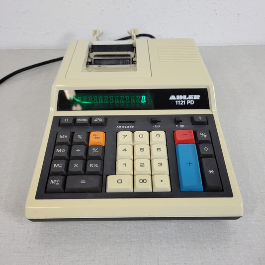 Vintage ADLER 1121 PD Office Desktop Inkless Calculator w/ Power Cord AC117V