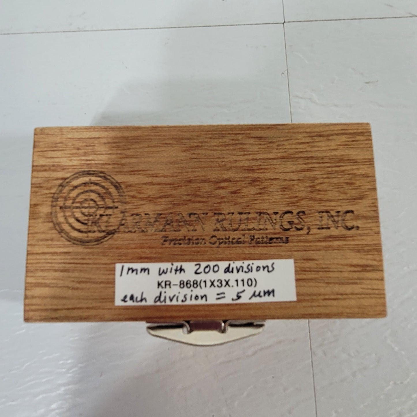 Klarmann Rulings KR-868 (1X3X.110) Stage Micrometer 1mm w/ 200 Divisions