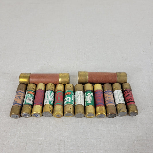 *Lot of 14* Fusetron 20 30 and 60 Amp Duel Element Cartridge Fuses