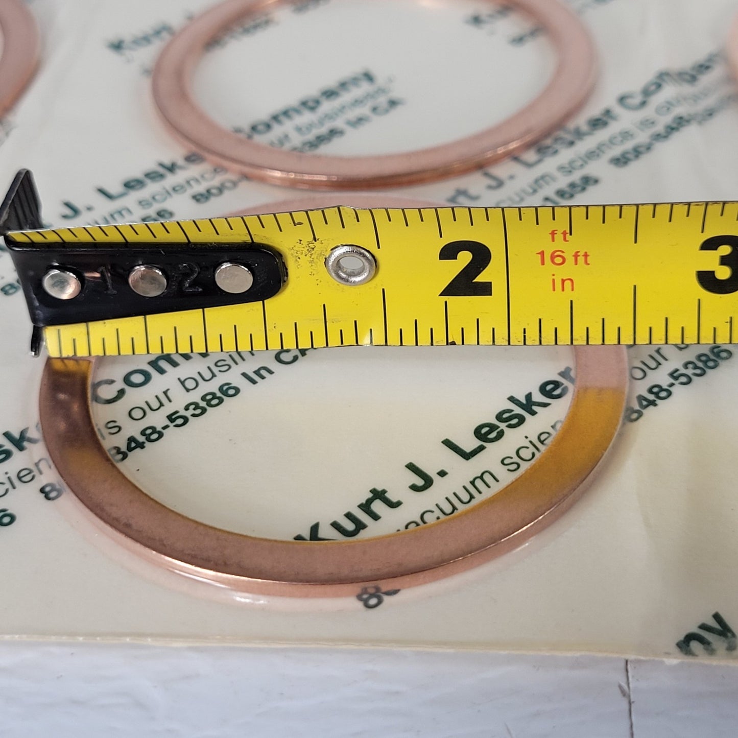 Kurt J. Lesker Copper Conflat Gasket 2.75" DN35CF Pack Of 14 High Vacuum Seal